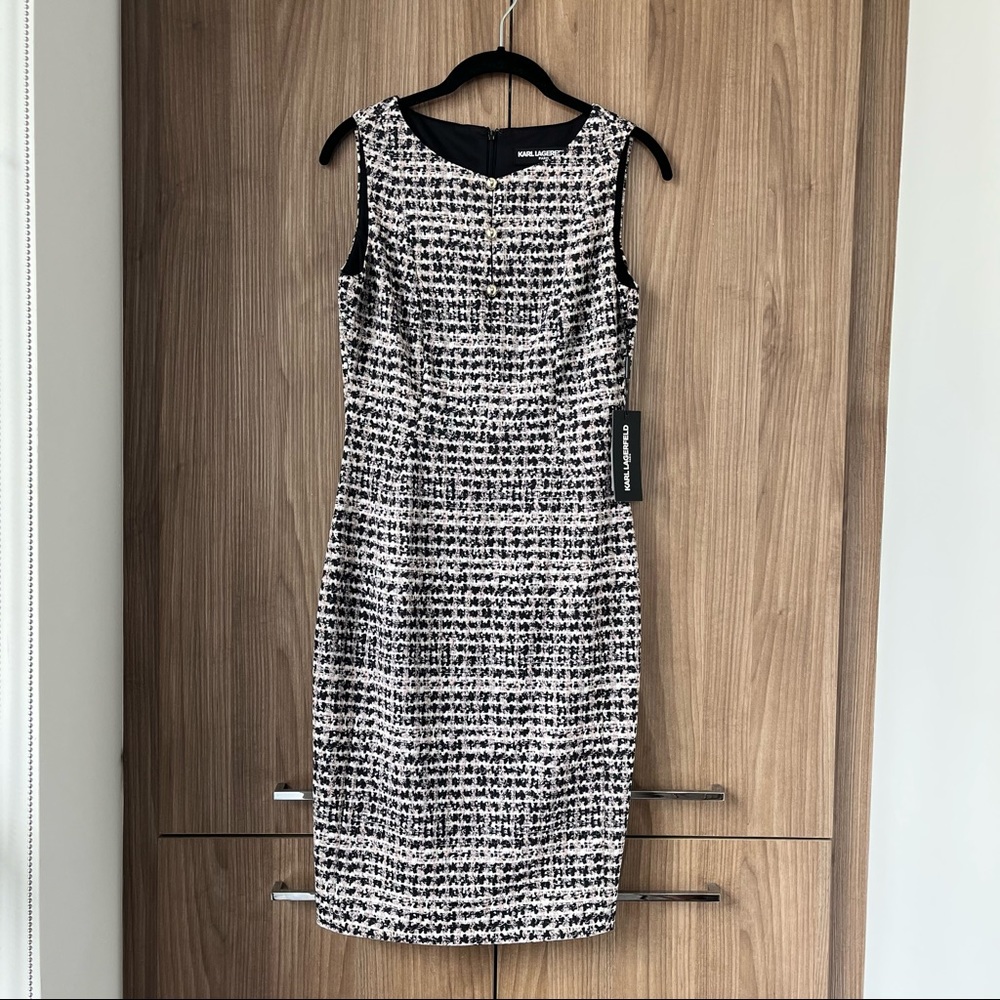 Karl Lagerfeld Paris Tweed Print Sheath Dress